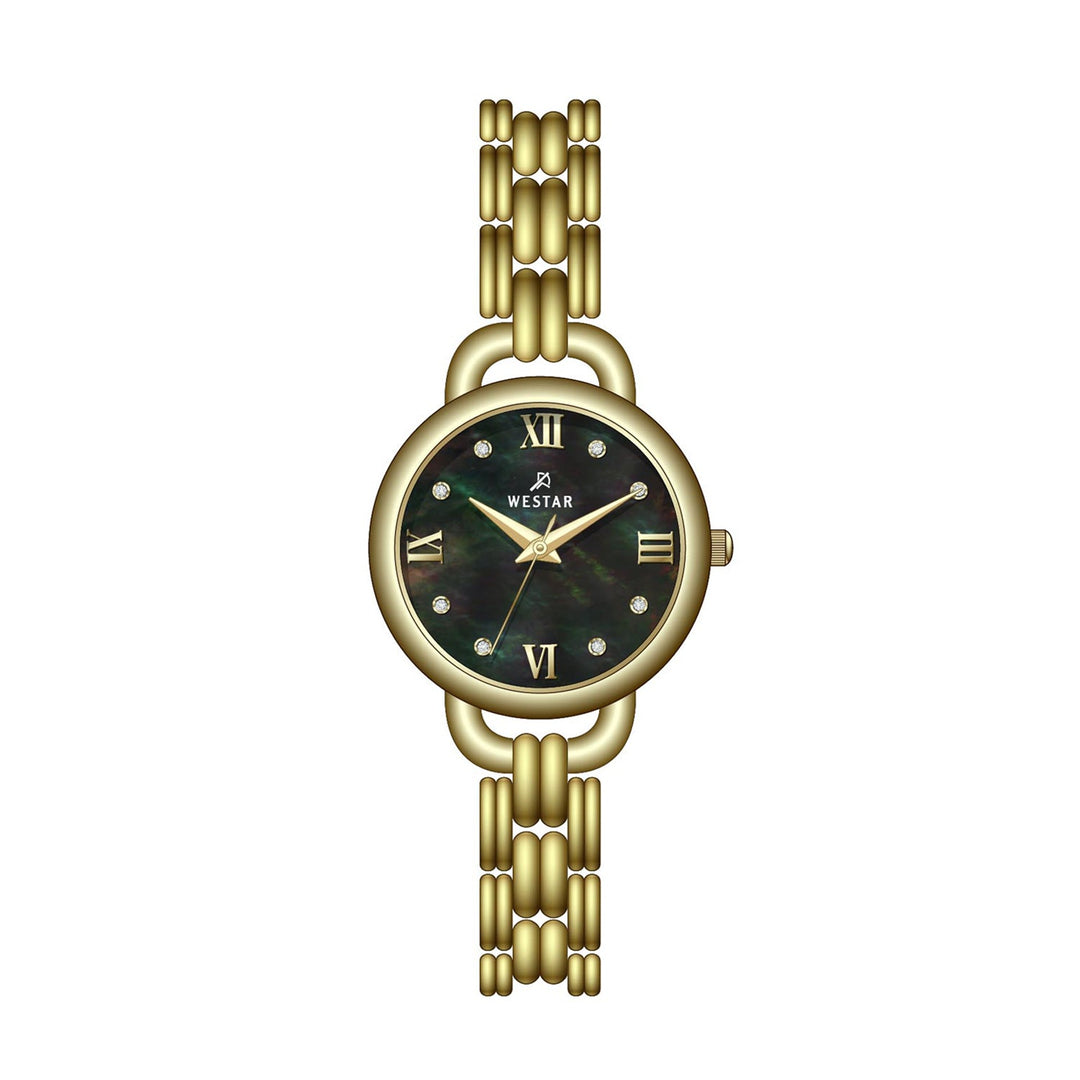 Westar Ornate Ladies 28 mm Black Mother of Pearl Dial Quartz Watch - 20340GPN113