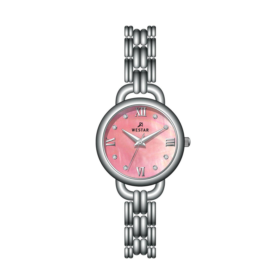 Westar Ornate Ladies 28 mm Pink Mother of Pearl Dial Quartz Watch - 20340STN119