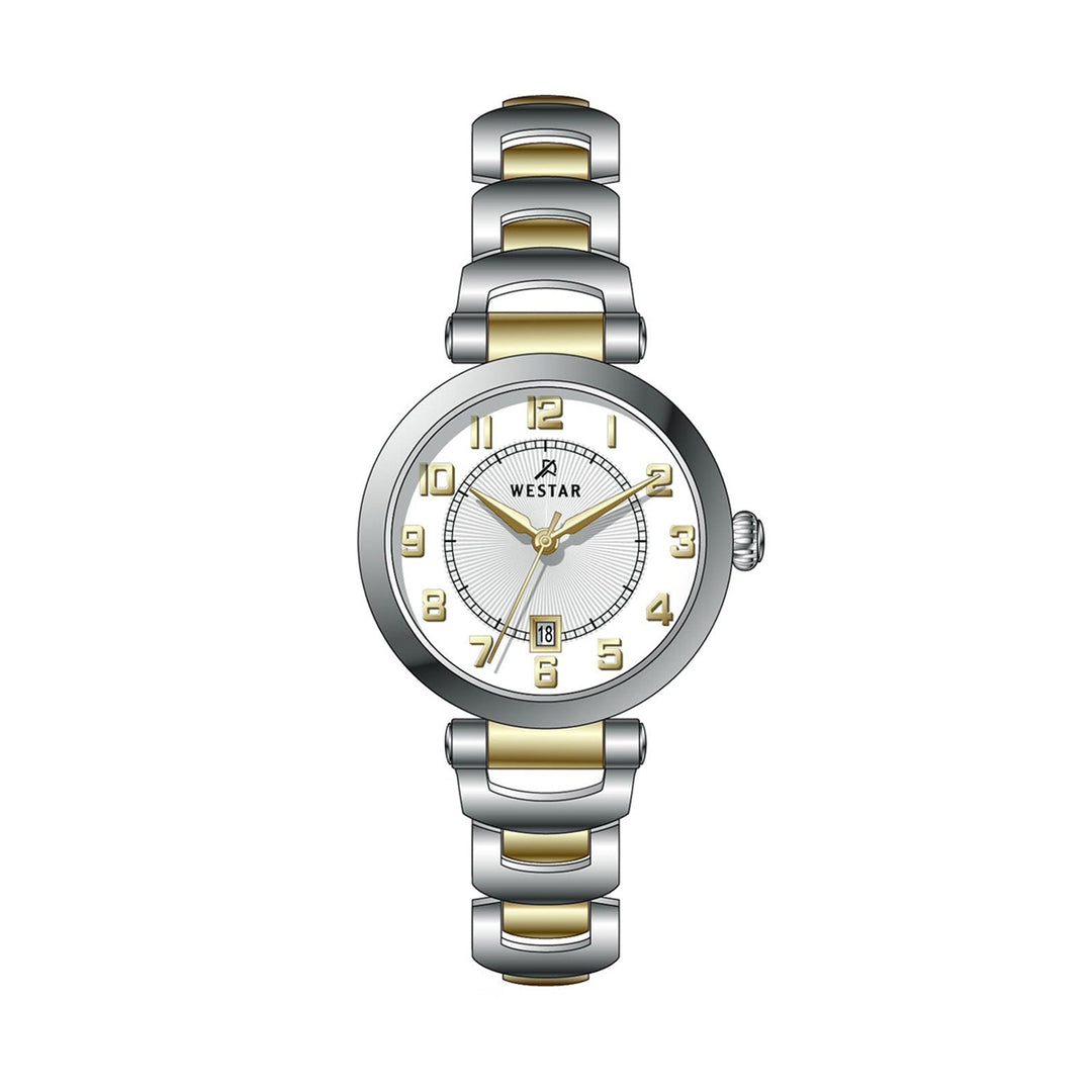 Westar Ornate Ladies 28 mm White Dial Quartz Watch - 20341CBN101