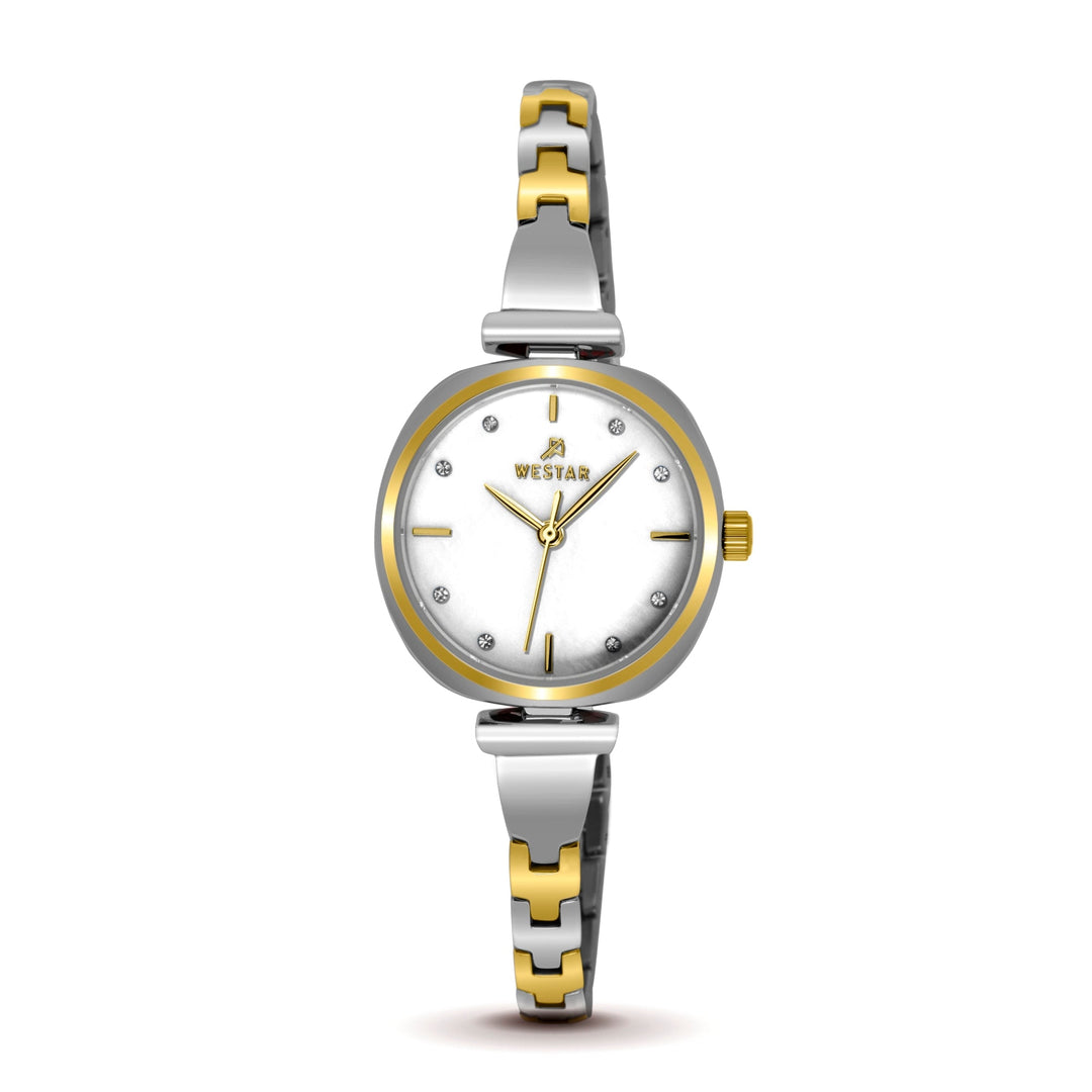 Westar Ornate Ladies MOP White Dial 28 mm Quartz Watch