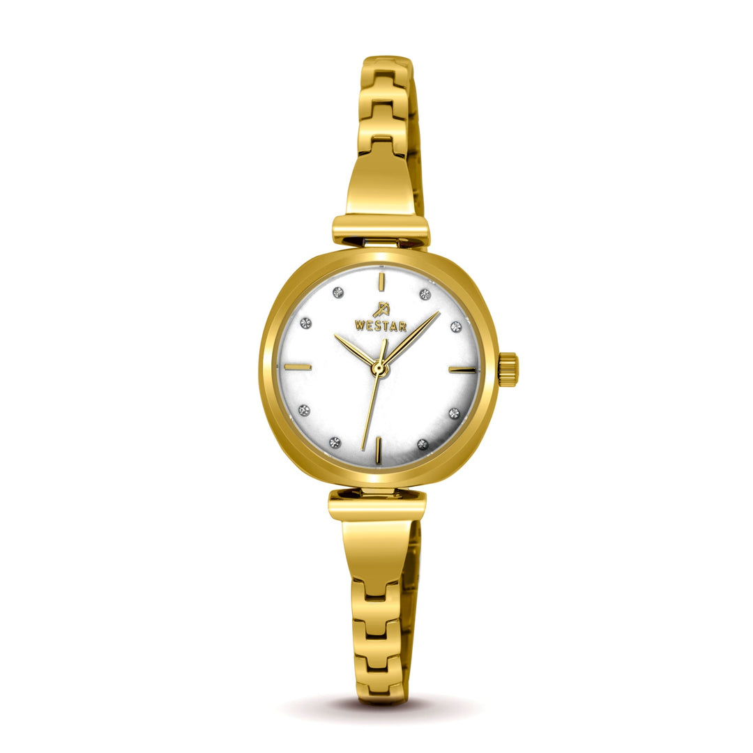 Westar Ornate Ladies MOP White Dial 28 mm Quartz Watch