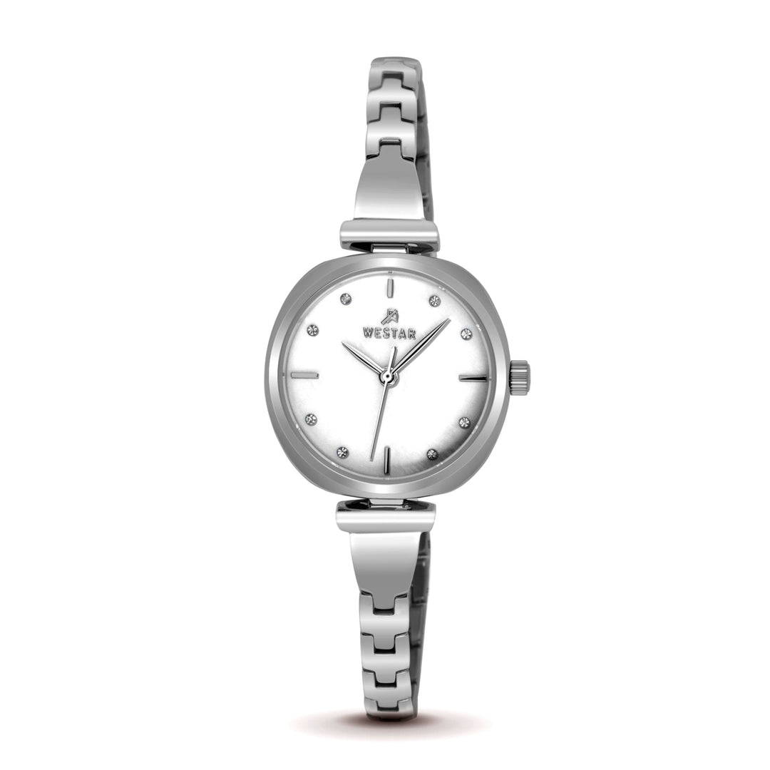 Westar Ornate Ladies MOP White Dial 28 mm Quartz Watch