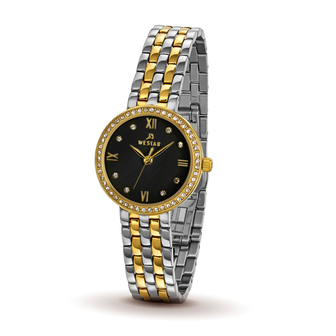 Westar Ornate Ladies Mop Black Dial 26 mm Quartz Watch