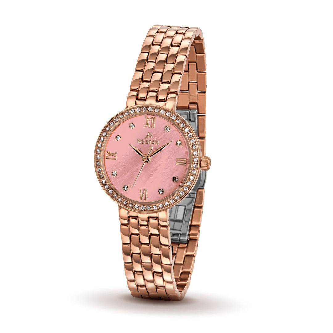 Westar Ornate Ladies Mop Pink Dial 26 mm Quartz Watch