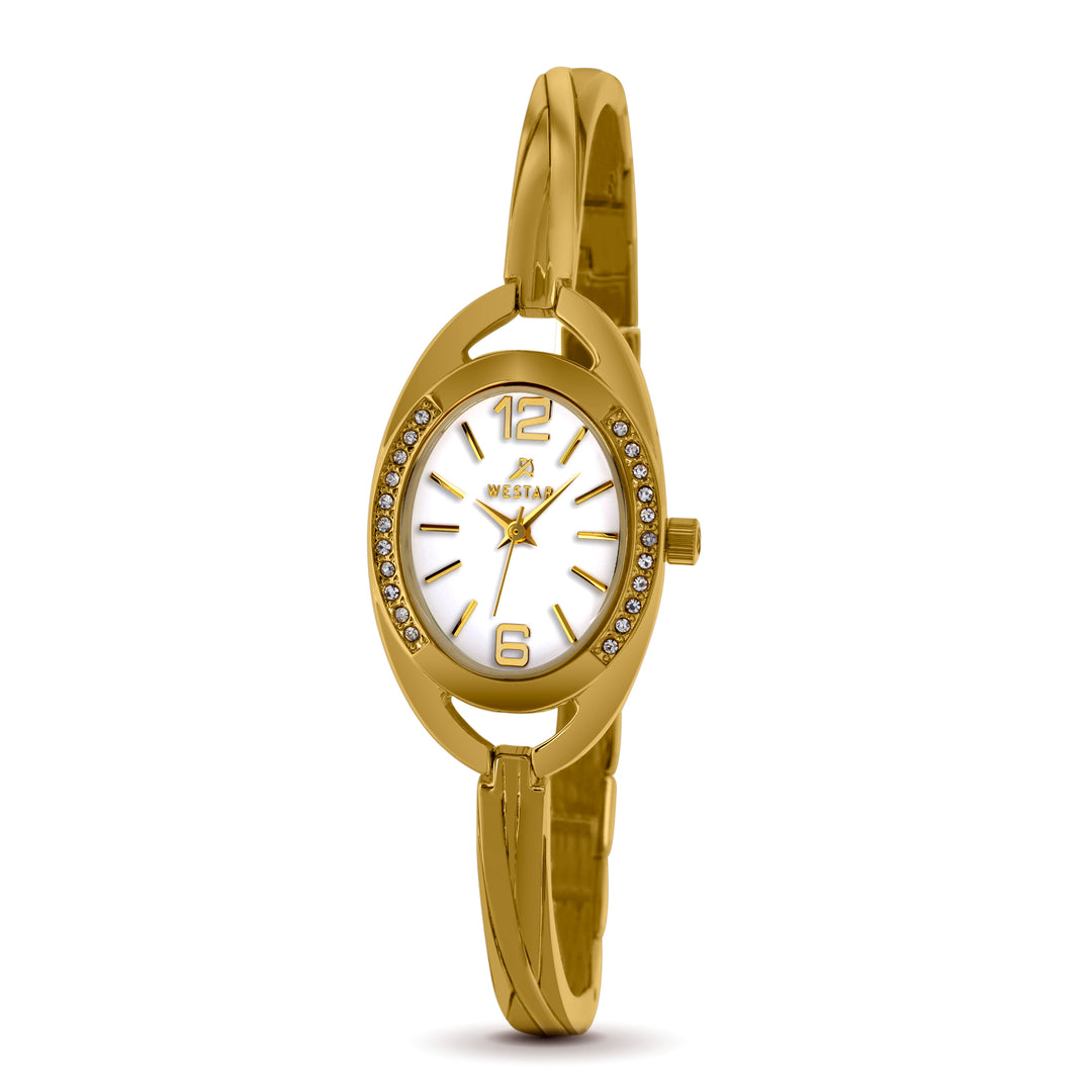 Westar Ornate Ladies White Dial 23X38mm Quartz Watch