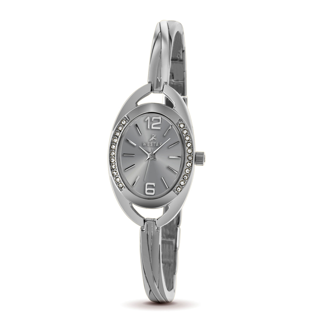Silver bracelet Westar watch with a gray dial on a white background