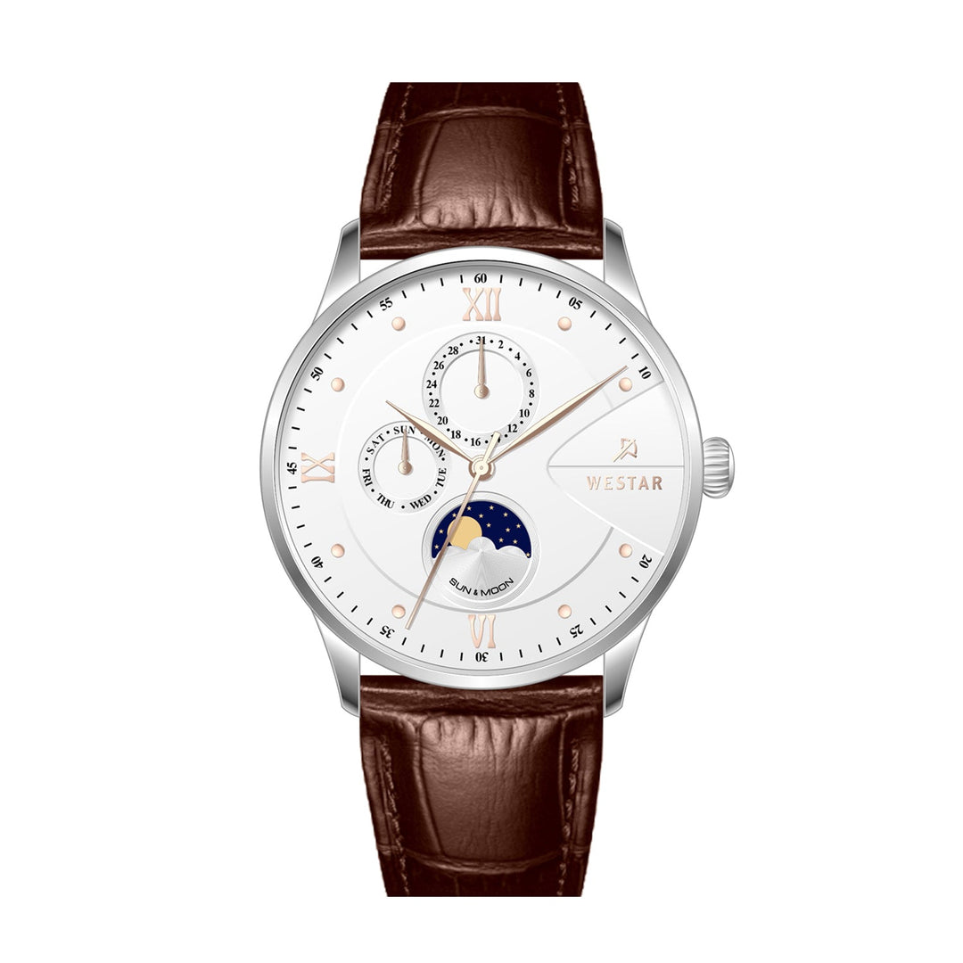 Westar Profile Multifunction Gents 40 mm White Dial Quartz Watch - 50253STN621