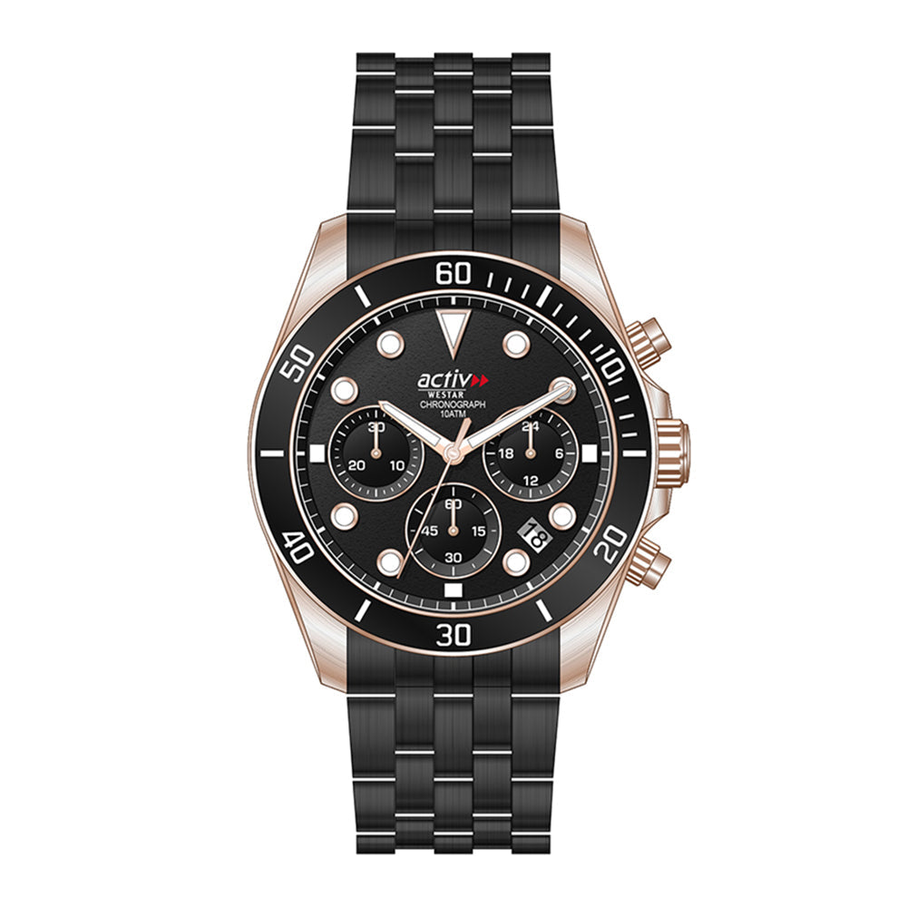 Westar Activ Gents 42.5 mm Black Dial Quartz Watch - 90284BPN603